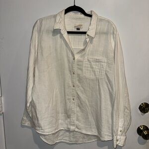 Universal Thread Gauze Button Down Shirt – Cream / Soft Off-White – Size XL